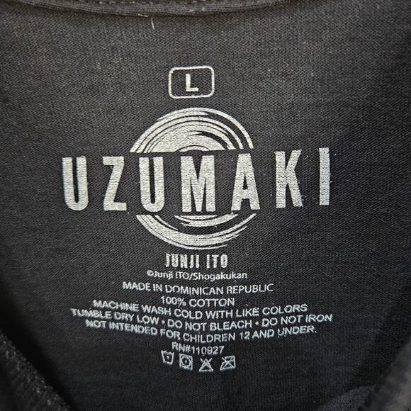 Uzumaki Junji Ito Anime Horror Graphic Tee Black Size Large - Picture 3 of 6